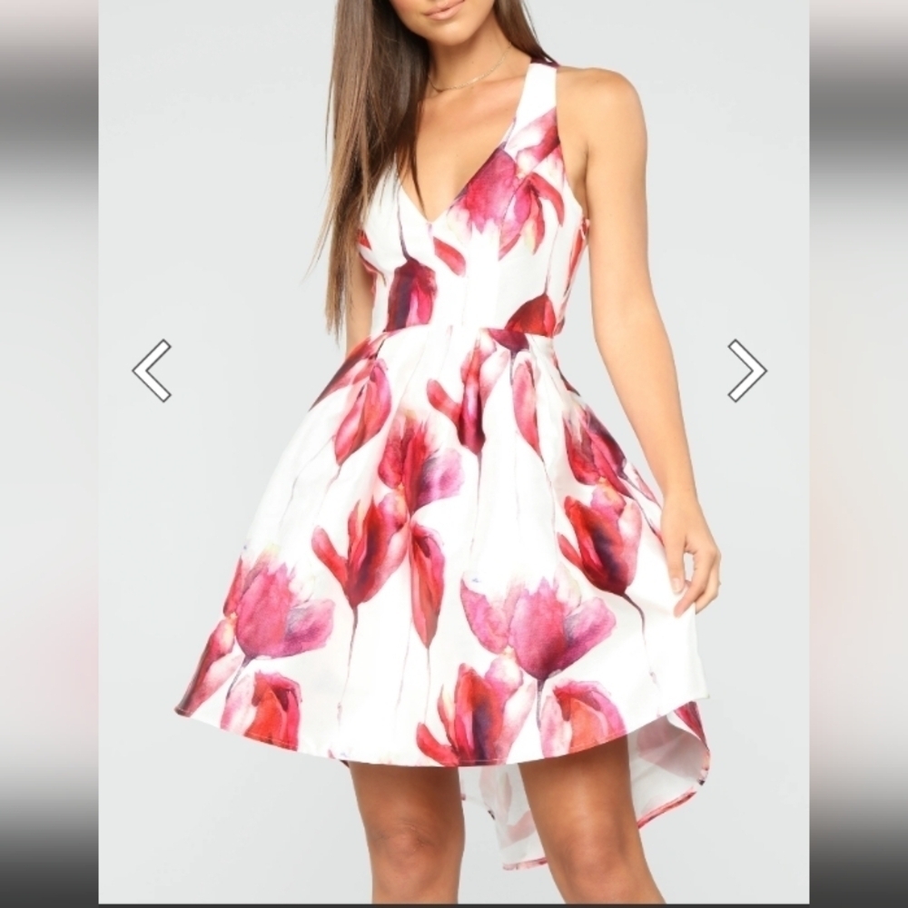 Fashion Nova Still Blooming Floral Mini Dress White Pink